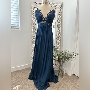 Free People FP One Adella Maxi Slip in Midnight Blue